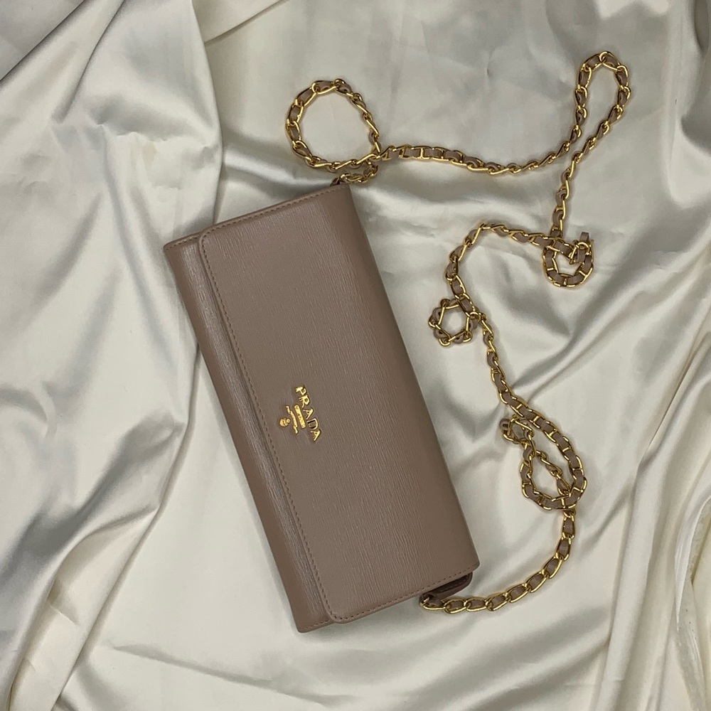 SOLD Prada Saffiano Leather Chain Wallet